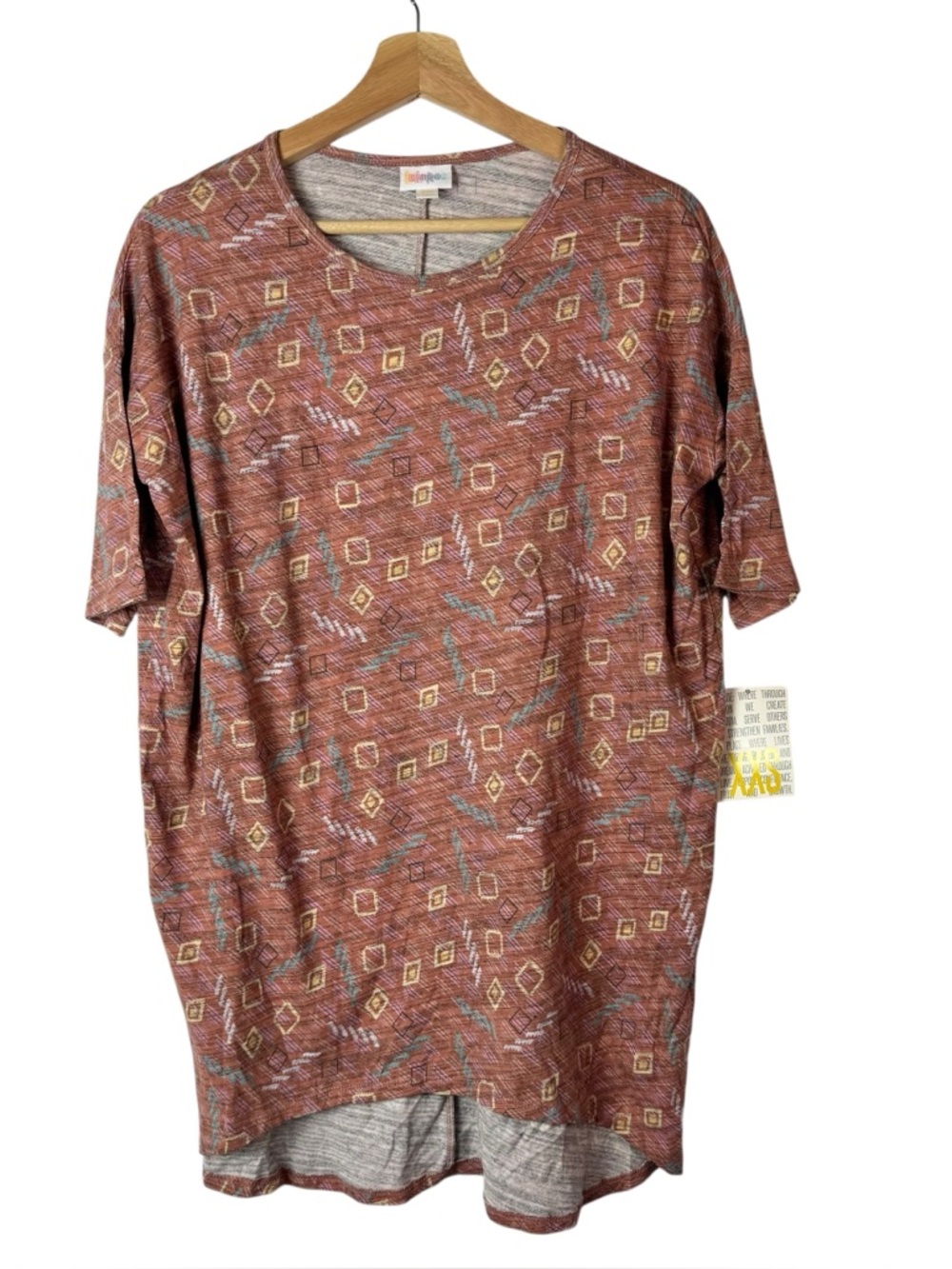 Lularoe‎ Irma Light Pink Retro Geometric Short Sleeve T-Shirt XXS